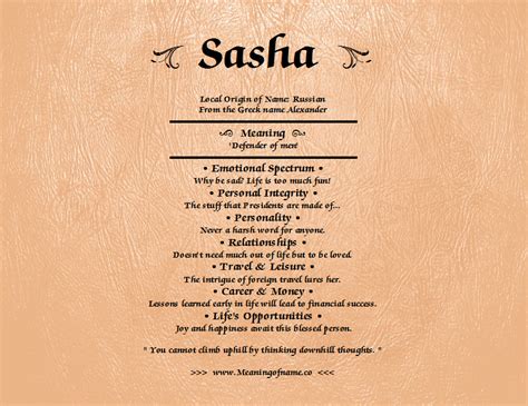 spiritual meaning of the name sasha